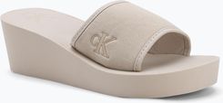 Klapki damskie Calvin Klein YW0YW01725 Beach Wedge Slide Canvas eggshell Wiosna 2025