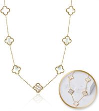 Zdjęcie Naszyjnik stal szlachetna pozłacana 14k złotem żyłki, koniczynki, masa perłowa NST2176 - Opatówek