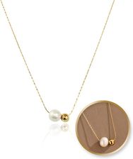 Naszyjnik stal szlachetna pozłacana 14k złotem, elegancki, KULKA, PERŁA NST2153