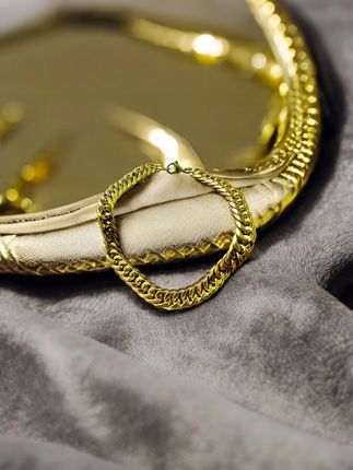 Złota Bransoletka PANCERKA Łańcuszek STAL tytanowa 8.0mm*21cm - zdjęcie 2