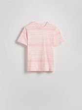 Reserved - T-shirt w paski - różowy
