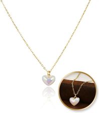 Zdjęcie Naszyjnik stal szlachetna pozłacana 14k złotem, SERCE masa perłowa NST2170 - Miłakowo