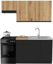 Zdjęcie Fabryka Mebli Rawa Zestaw Mebli Kuchennych Presto Plus 170cm Płyta Laminowana Czarny/Dąb Evoke - Koszalin
