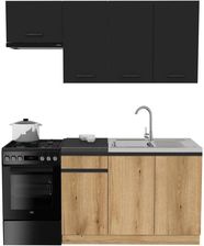 Zdjęcie Fabryka Mebli Rawa Zestaw Mebli Kuchennych Presto Plus 170cm Płyta Laminowana Dąb Evoke/Czarny - Żelechów