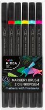 Zdjęcie Kidea Markery Cienkopisem Brush Pędzelkowe Flamastry 6 Kolorów - Skalbmierz