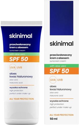 Skinimal Spf 50 Przeciwsłoneczny Krem Z Aloesem 50ml