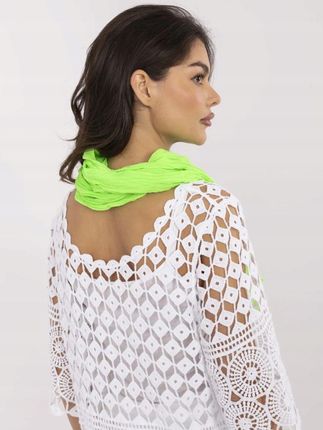 Chusta Damska Fluo Zielona Wiskoza Neon Marszczona Modna Letnia - zdjęcie 3