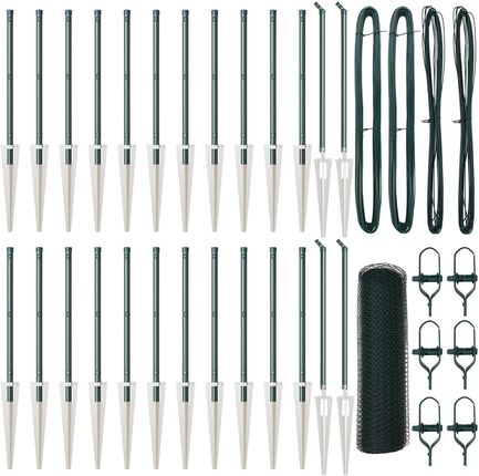 vidaXL Zielone Ogrodzenie Heksagonalne 0.8X50m Ze Stali Słupki Ogrodzeniowe Z Kotwą 13szt. 32mm 100cm Stali Galwanizowanej 3353127