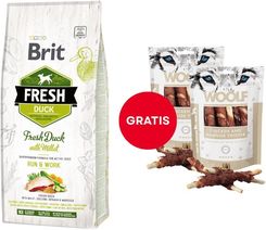 Brit Fresh duck with millet active run & work 12 kg + WOOLF Chicken And Rawhide Twister 2 x 100g suszona skóra owinięta kurczakiem