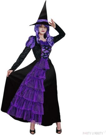 Godan Strój Dla Dorosłych Czarownica Sukienka I Kapelusz Czarny Fioletowy Godan Rozm S SLCZFS