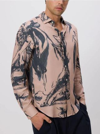 Reserved - Wzorzysta koszula regular fit - różowy