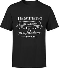 Jestem bardzo dobrym złym przykładem śmieszna Męska koszulka z napisami (XXL, Błękit)