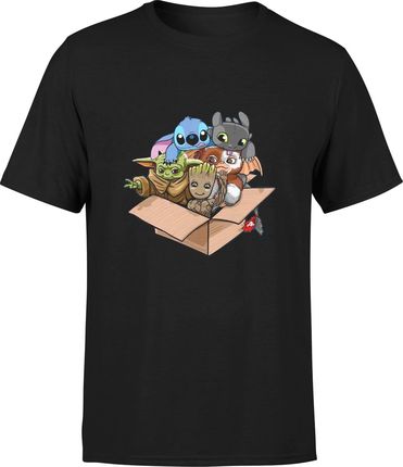 Baby Yoda Stich Groot Szczerbatek Gizmo Męska koszulka z nadrukiem (XL, Błękit)