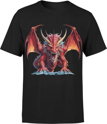 Czerwony smokiem z czerwonym smokiem Męska koszulka (XL, Błękit)