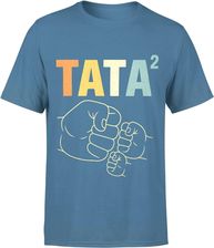 Tata do kwadratu ojciec 2 dzieci Męska koszulka (M, Błękit)