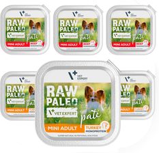 Raw Paleo Pate Mini Mokra Karma Dla Psów Dorosłych Z Wołowiną I Indykiem Tacka 6X150G