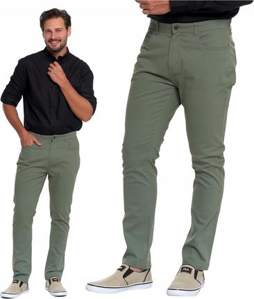 SPODNIE MĘSKIE Eleganckie Chinosy Gładkie z kieszeniami Wygodne MORAJ r. 34