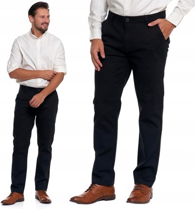 SPODNIE MĘSKIE Eleganckie Czarne Chinosy Nogawka Prosta Modne MORAJ r. 30
