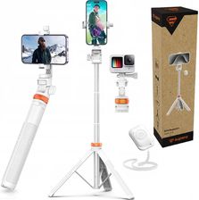 Kijek do Selfie, Selfie Stick Bluetooth ze statywem Supero Wireless Tripod, biało pomarańczowy