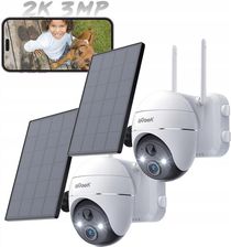 Iegeek Kamera Solarna Ip Smart Obrotowa Zewnętrzna 2K 3Mpx Fhd 4X Zoom Wifi 2Szt.