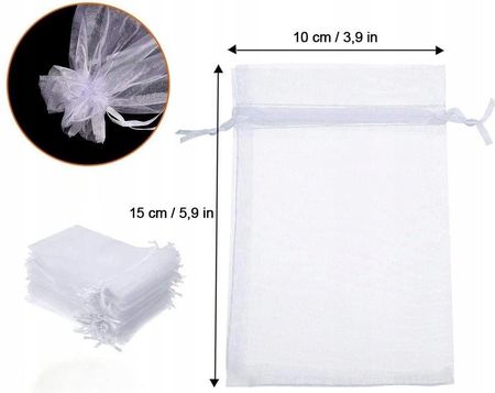 Woreczki Z Organzy Białe Torebki Na Prezenty Dla Gości 10X15cm 100 Sztuk 1821729933 - zdjęcie 4