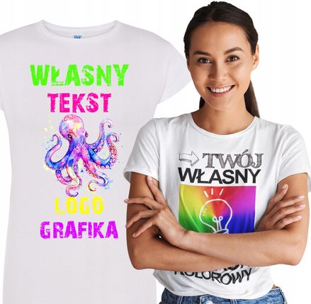 Damska Biała Koszulka Z Własnym Nadrukiem Grafika L
