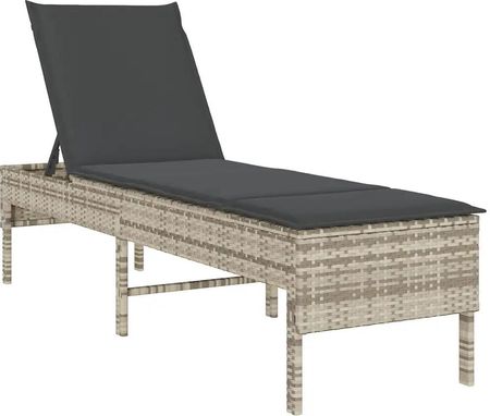 vidaXL Leżak Z Poduszką Jasnoszary 55X200X44cm Polirattan 4104105 - zdjęcie 2