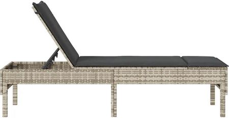 vidaXL Leżak Z Poduszką Jasnoszary 55X200X44cm Polirattan 4104105 - zdjęcie 3