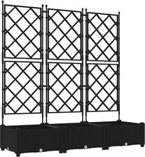 vidaXL Donica Ogrodowa Z Trelisem 3 Sztuki Czarna 120X40X125.5cm 42002839