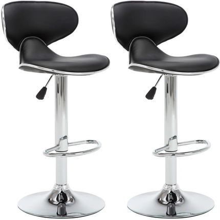 Zakito Stołki Barowe 2szt. Czarne Sztuczna Skóra Chromowane Stopy Regulowana Wysokość Obrotowe 360° (Z323644)