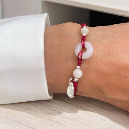 Bransoletka Charms Bordowa nić tkana ręcznie - zdjęcie 2