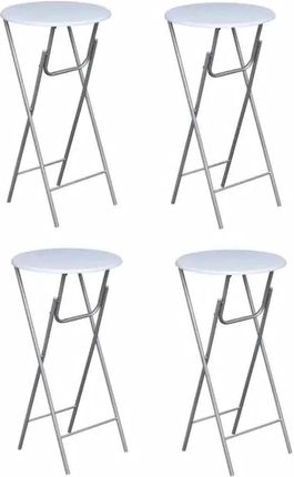 Zakito Zestaw 4 Składanych Stolików Barowych 60x60x112cm Biały (Z60650)