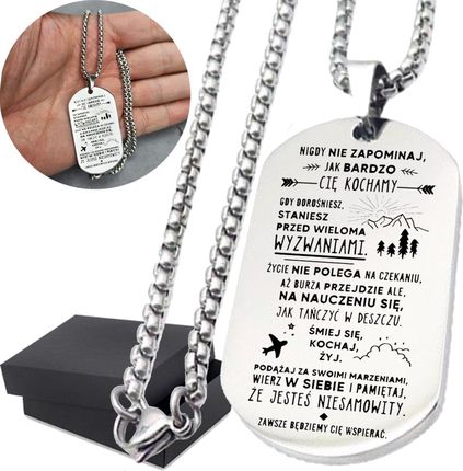 Nieśmiertelnik ze stali z Dedykacją dla Syna Prezent Personalizowany