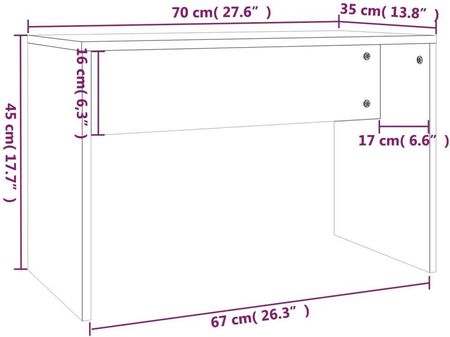 Zakito Home Taboret Drewniany 70x35x45cm Przydymiony Dąb (ZH820523) - zdjęcie 3