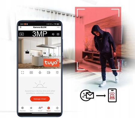 Blow Mini Kamera Wifi Szpiegowska Obrotowa Gwint E27 Ip 3Mp Tuya Bezprzewodowa - zdjęcie 6