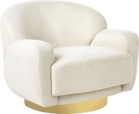 Beliani Fotel Jasnobeżowy Tapicerowany Koktajlowy Złota Podstawa W Stylu Glam Retro (587016)
