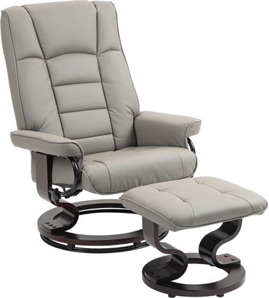 Homcom Relax Fotel Ze Stołkiem Obrotowy Tv Z Funkcją Odchylania Drewnianą Ramą Obciążenie Do 150Kg Salonu Imitacja Skóry S (839961V81Gy)