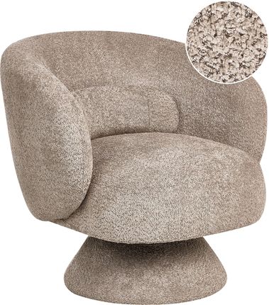 Beliani Fotel Obrotowy Beżowy Boucle Tapicerowany Metalowe Nóżki W Stylu Retro (614894)