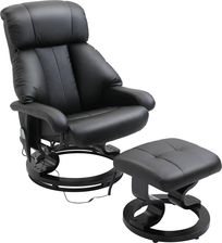 Homcom Fotel Do Masażu 700 140Bk Z Podnóżkiem 10 Punktów Wibracji Regulowane Oparcie Czarny (700140Bk)