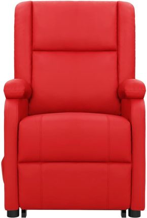 The Living Store Fotel Rozkładany Czerwony Ze Sztucznej Skóry - zdjęcie 2
