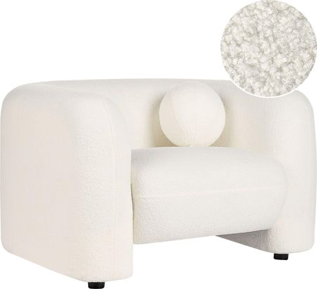 Beliani Fotel Biały Boucle W Stylu Glam Retro Z Okrągłą Poduchą Do Salonu (507461)