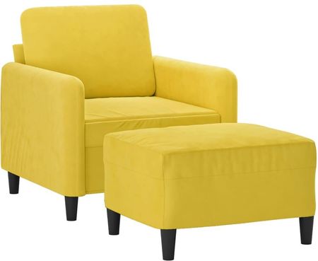 Dkd Home Decor Fotel Z Taboretem Żółty 60Cm Aksamitny (4593201170) - zdjęcie 2