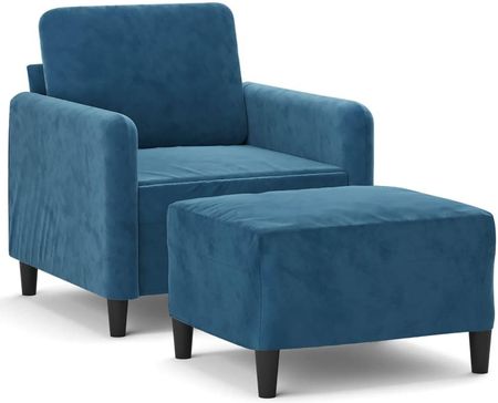 Dkd Home Decor Fotel Z Taboretem Niebieski Aksamit 60Cm (4593201173) - zdjęcie 2