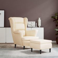 Dkd Home Decor Fotel Skrzydłowy Z Podnóżkiem Kremowy Aksamit (4593115940)