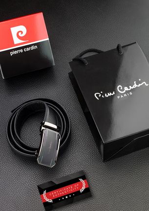 Pasek Skórzany Męski PIERRE CARDIN Czarny Metalowa Klamra Automatyczna - zdjęcie 2