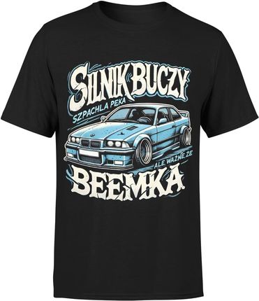 Silnik buczy szpachla pęka ale ważne że beemka Męska koszulka (S, Błękit) - zdjęcie 2