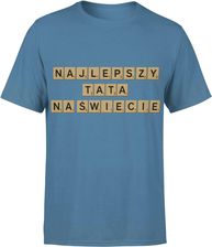 Najlepszy Tata napis z kostek Scrabble Męska koszulka (M, Błękit)