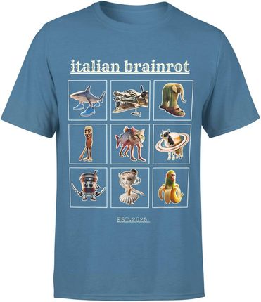 Italian Brainrot Meme Tik Tok 9 Najpopularniejszych Postaci Męska koszulka (XL, Błękit)