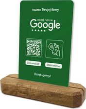 Heyprint Stojak, Prezenter Z Qr I Nfc Do Zbierania Opinii W Google, Nazwa Firmy, Podkład Dębowy, Zielony