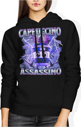 Cappuccino Assassino Kawa Ninja Asasino Damska bluza z kapturem (S, Czerwony) - zdjęcie 2